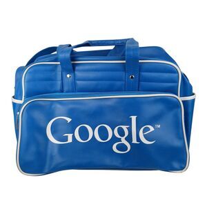 GOOGLE Logo Employee Lg  Blue travel tote white trim classic airline bag Retro
